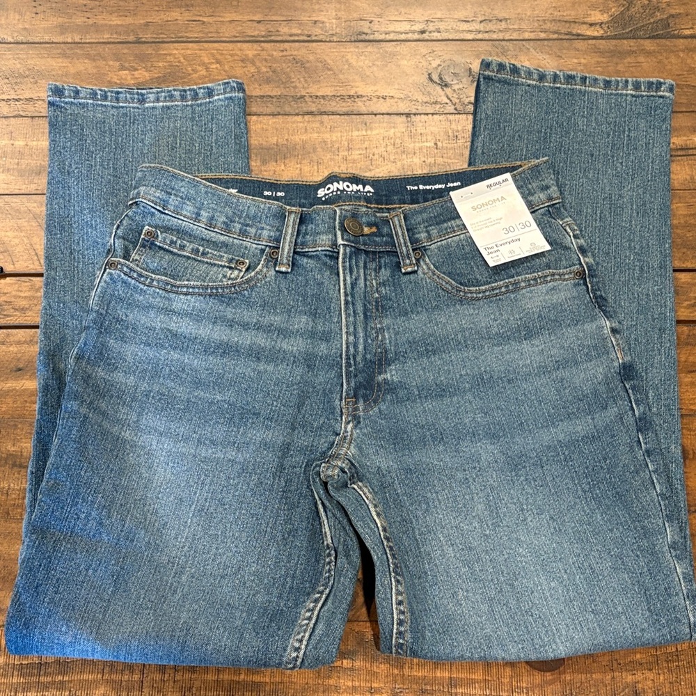 Sonoma Men's Classic Regular Stretch Denim Straight Leg Jeans 30W x 30L